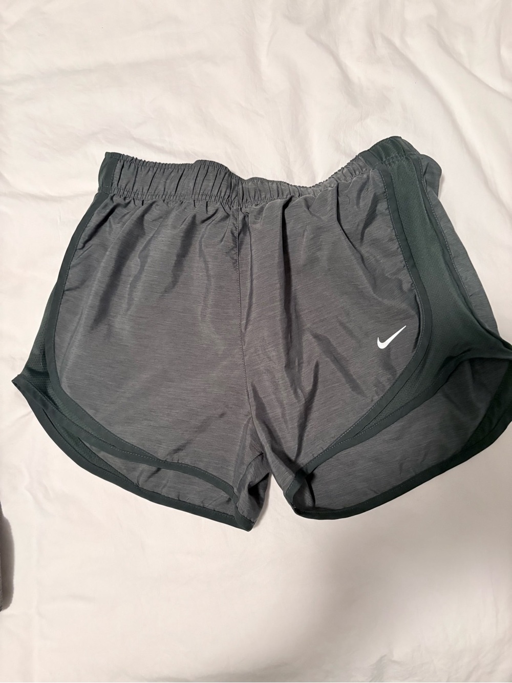 Nike Women's Light Green Athletic Running Shorts with Dark Green Trim